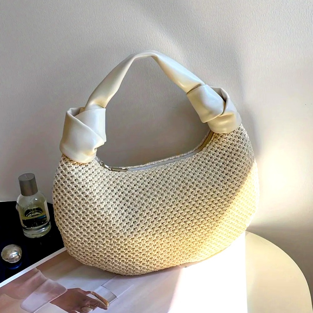 Cream Woven Handle Bag
